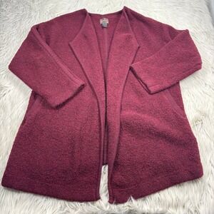 Tarnish Women's OS Boucle Chucky Knit Long Line Cardigan Wool Blend Boho Preppy